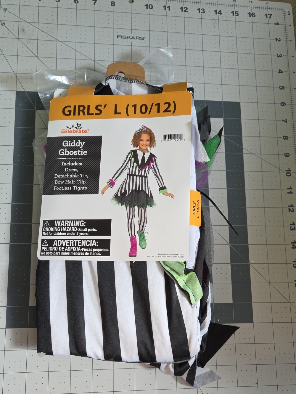 Celebrate It Girls' Giddy Ghostie Costume in Black, White, Green & Purple